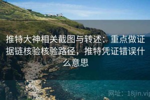 推特大神相关截图与转述：重点做证据链核验核验路径，推特凭证错误什么意思