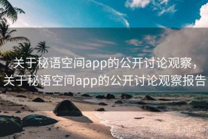 关于秘语空间app的公开讨论观察，关于秘语空间app的公开讨论观察报告