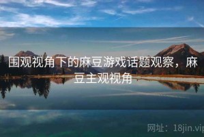 围观视角下的麻豆游戏话题观察，麻豆主观视角