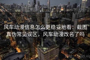 风车动漫信息怎么更稳妥地看：截图真伪常见误区，风车动漫改名了吗