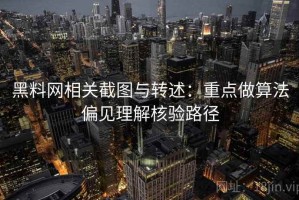 黑料网相关截图与转述：重点做算法偏见理解核验路径