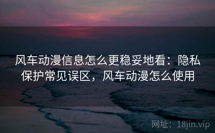 风车动漫信息怎么更稳妥地看:隐私保护常见误区,风车动漫怎么使用 风车动漫信息怎么更稳妥地看:隐私保护常见误区,风车动漫怎么使用